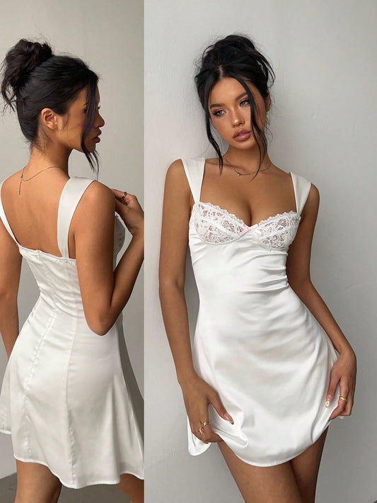 Elena Silk Lace Mini Night Gown