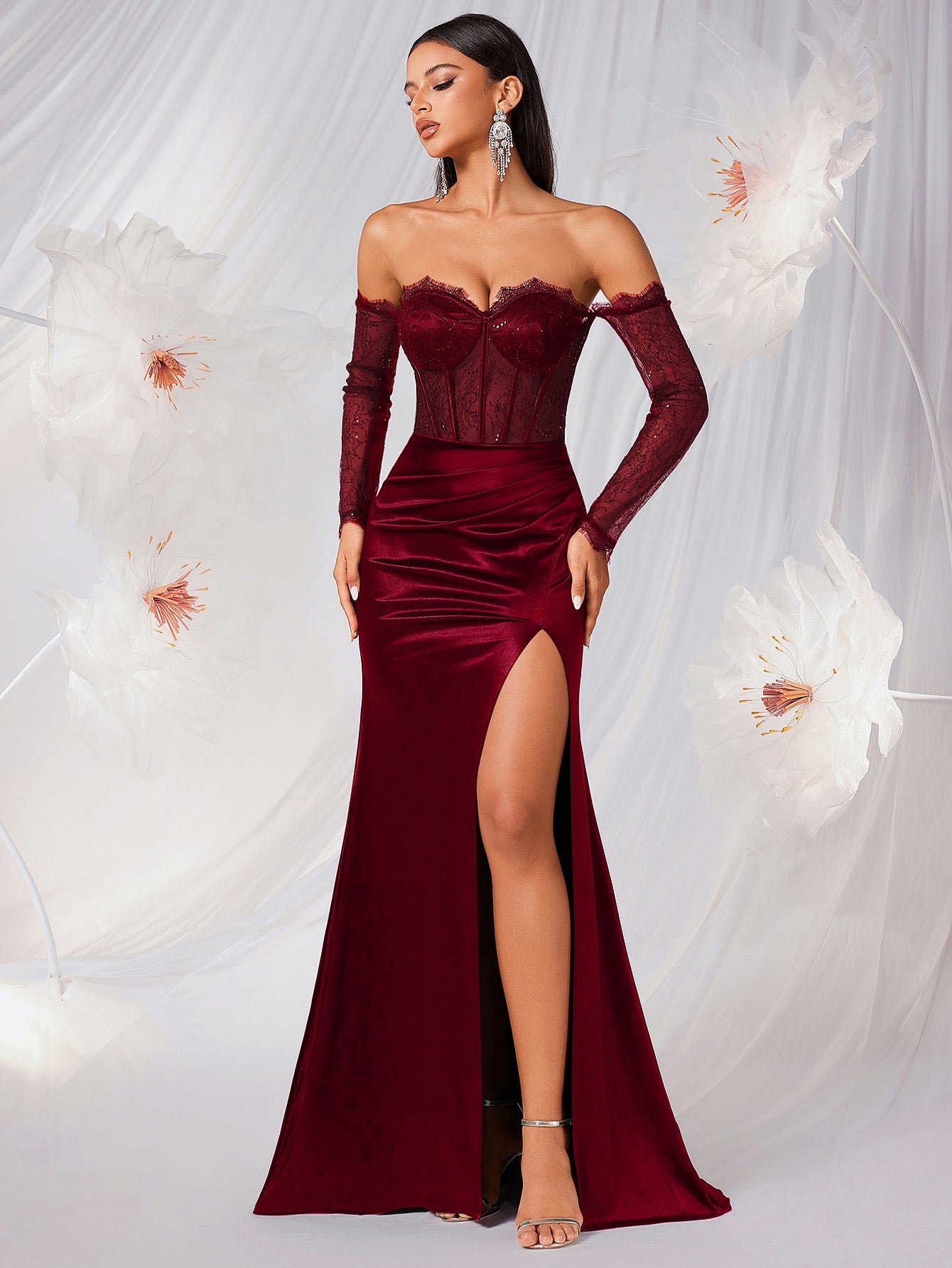 Kara Luxe Bustier Silk Night Gown