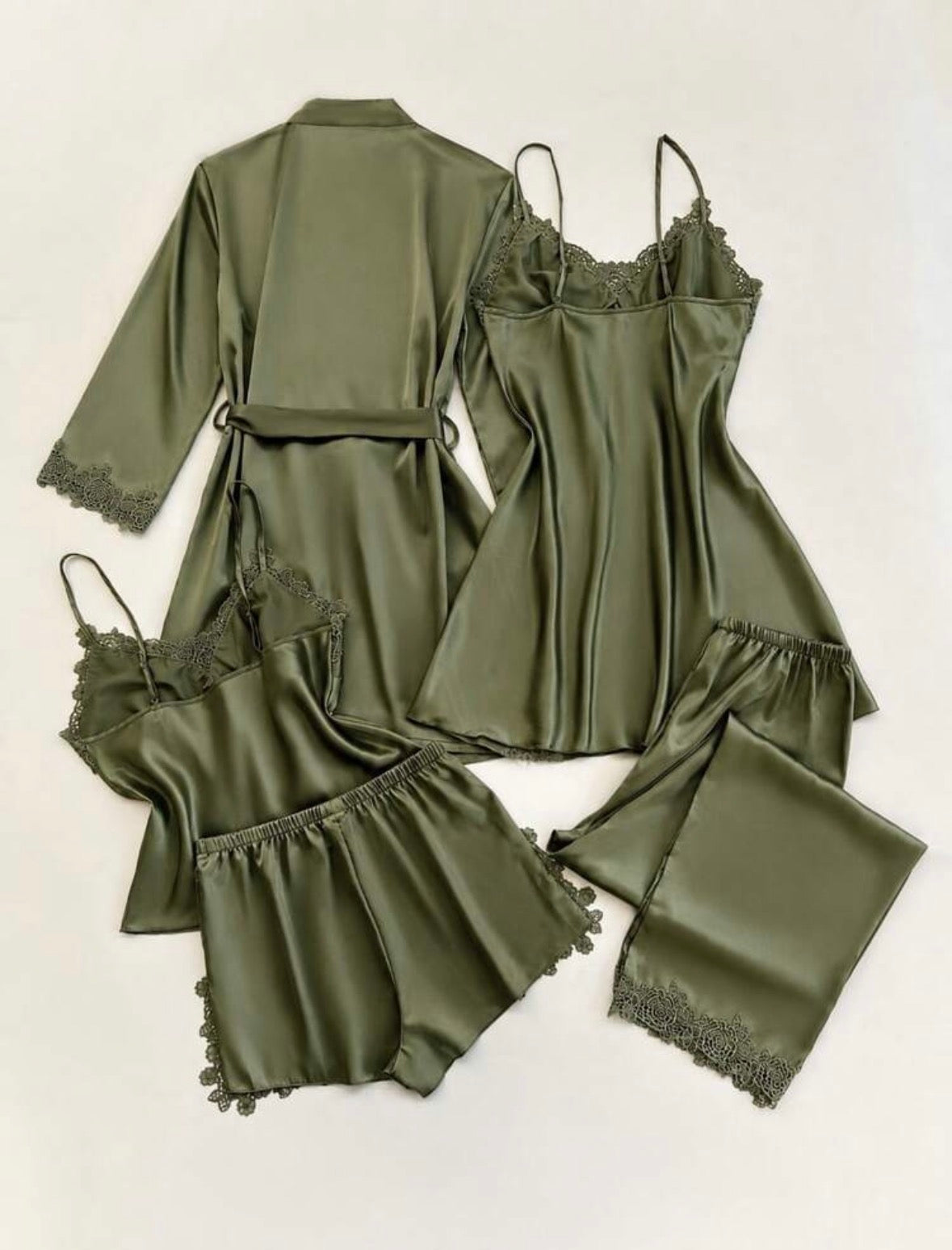 Noura Silk 5 Packs Pajamas Set - Olive