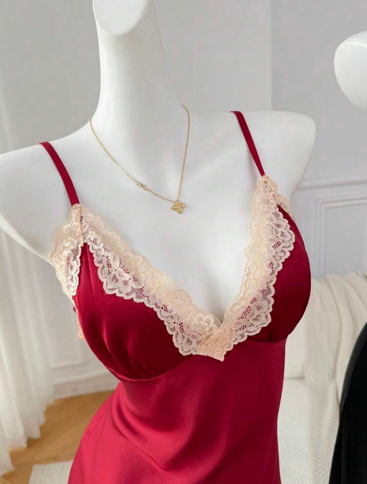 Emily Two Packs Night Gown - Black & Wine Red