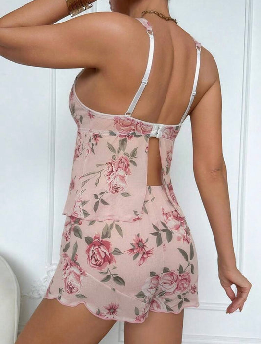Maeve Floral Pajamas Set - Nude Pink