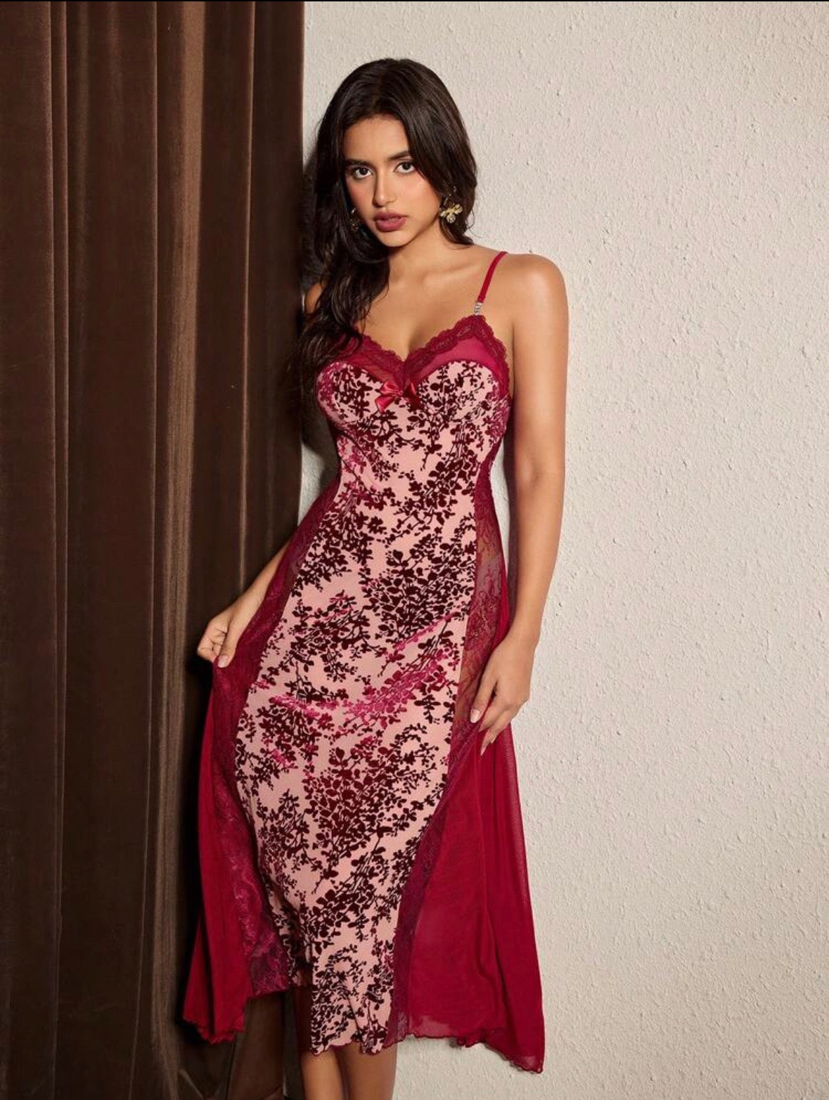 Feline Floral Velvet Touch Night Gown