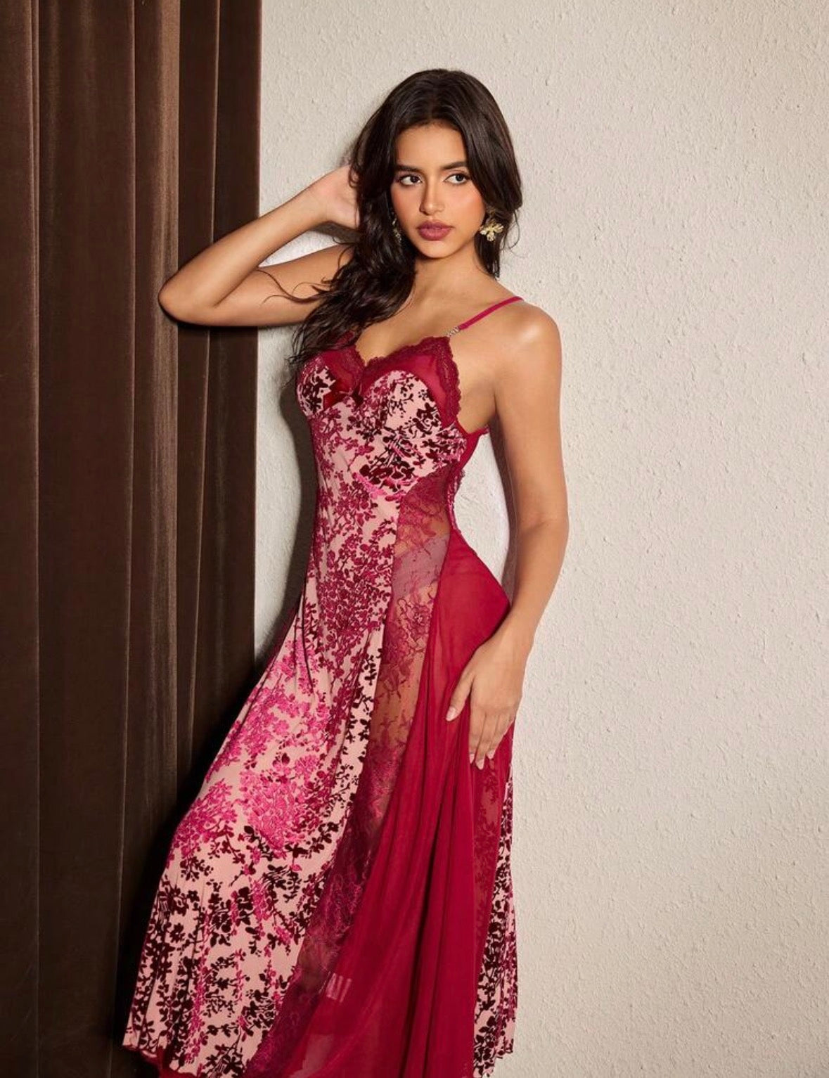 Feline Floral Velvet Touch Night Gown