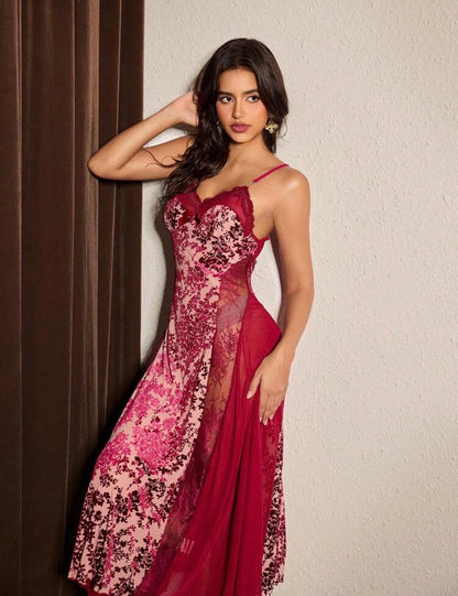 Feline Floral Velvet Touch Night Gown