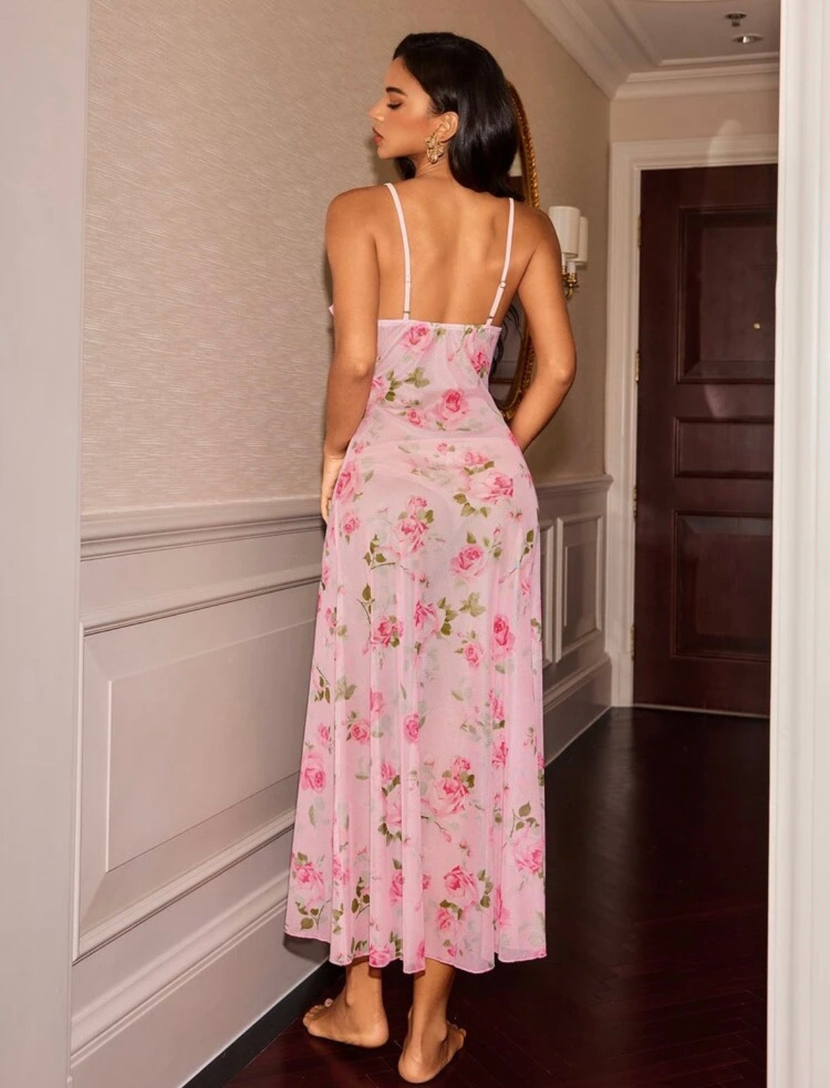 Mellin Floral Mesh Night Gown