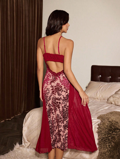 Feline Floral Velvet Touch Night Gown