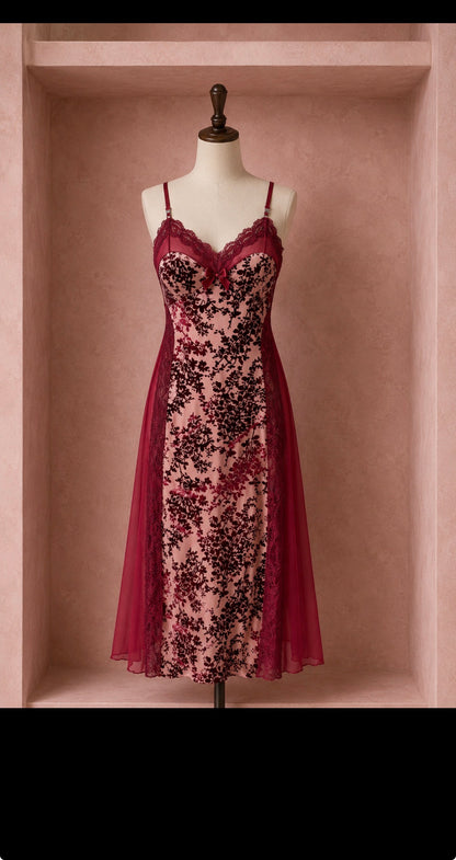 Feline Floral Velvet Touch Night Gown