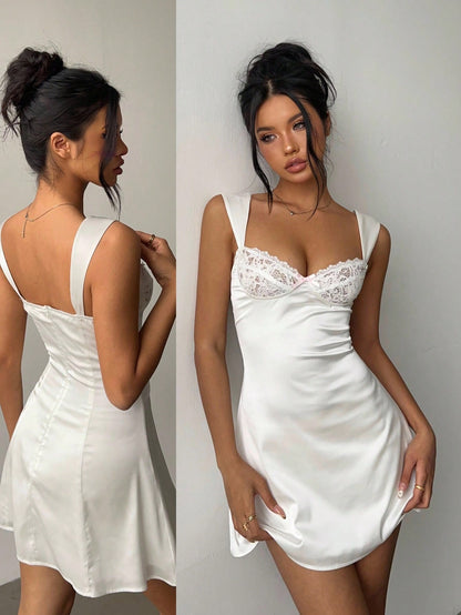Elena Silk Lace Mini Night Gown