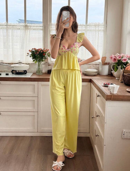 Elina Floral Pajamas Set - Yellow