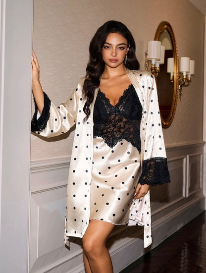Cecilia Dots Night Gown + Robe