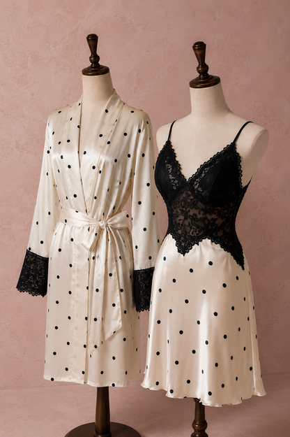 Cecilia Dots Night Gown + Robe