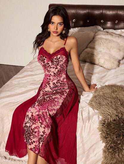 Feline Floral Velvet Touch Night Gown