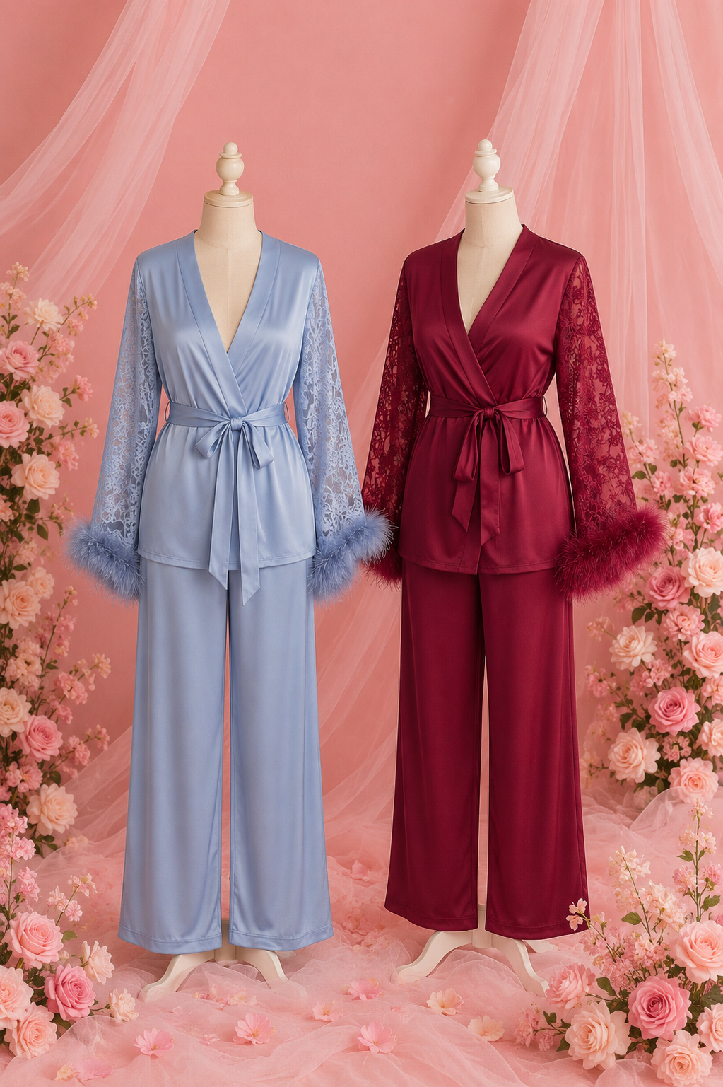 Luna Lace Silk Robe Set