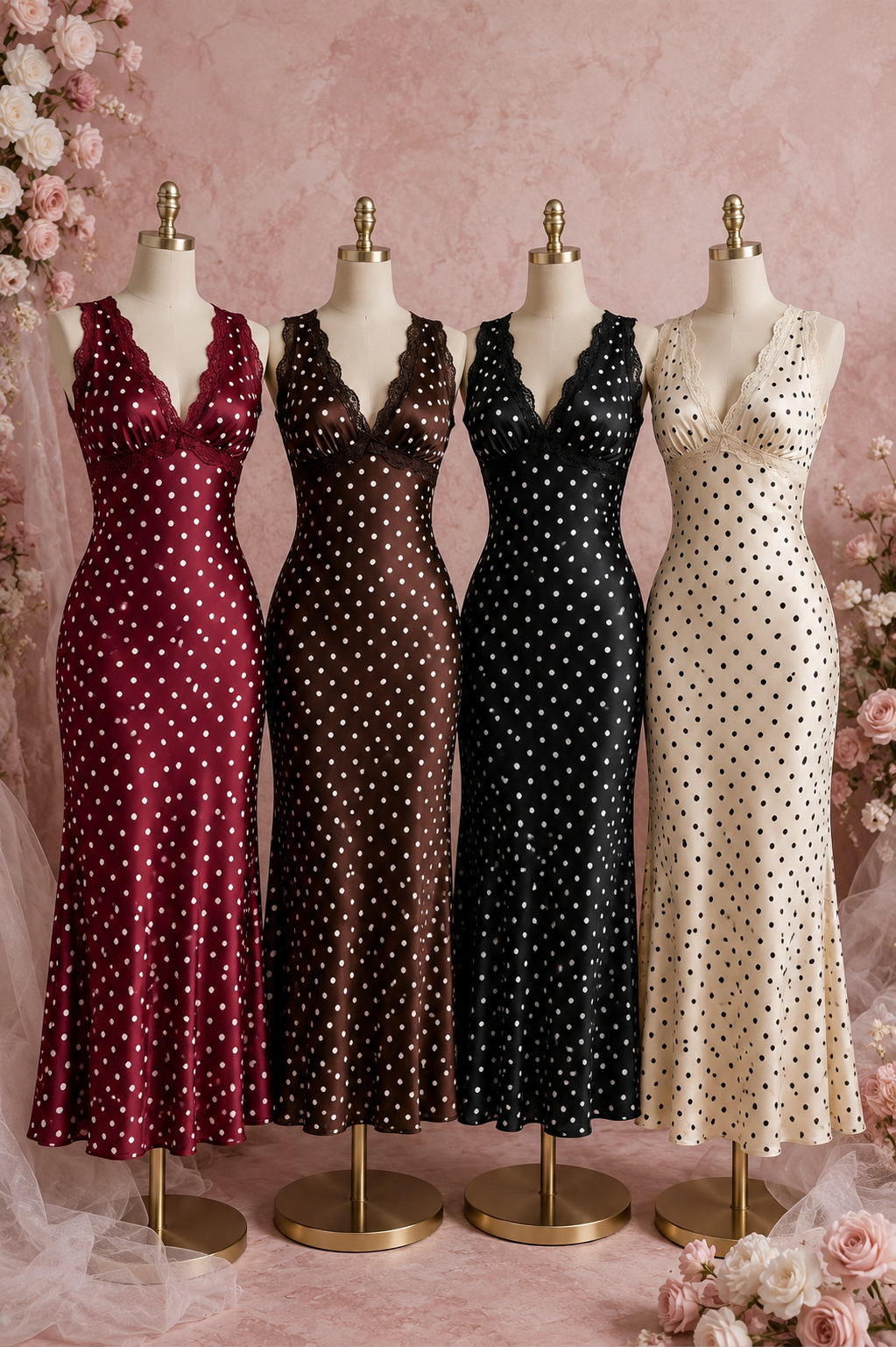 Sarah Polka Bodycon V Neck Gown