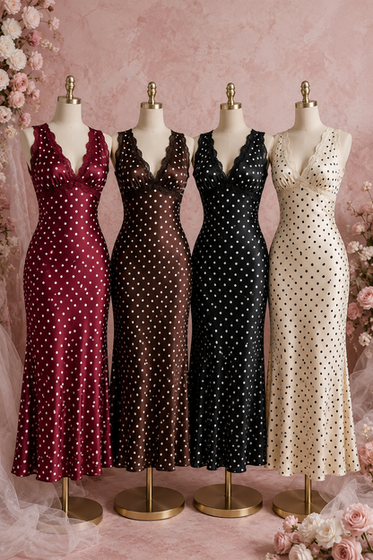 Sarah Polka Bodycon V Neck Gown