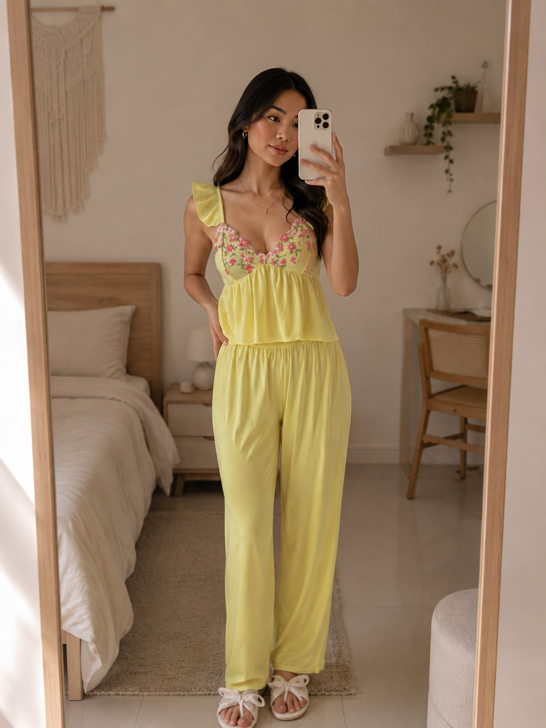 Elina Floral Pajamas Set - Yellow