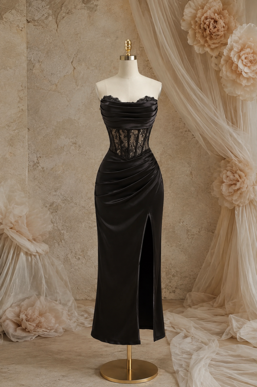 Anastazia Silk Corset Tube Elegant Black Dress
