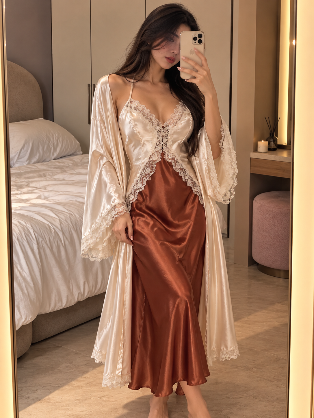 Louvre Silk Night Gown + Robe