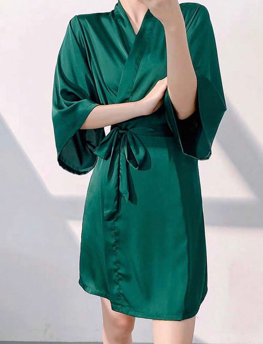 Veve Silk Robe - Emerald