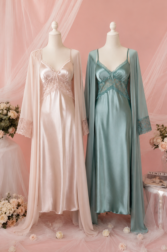 Brenda Silk Night Gown + Robe