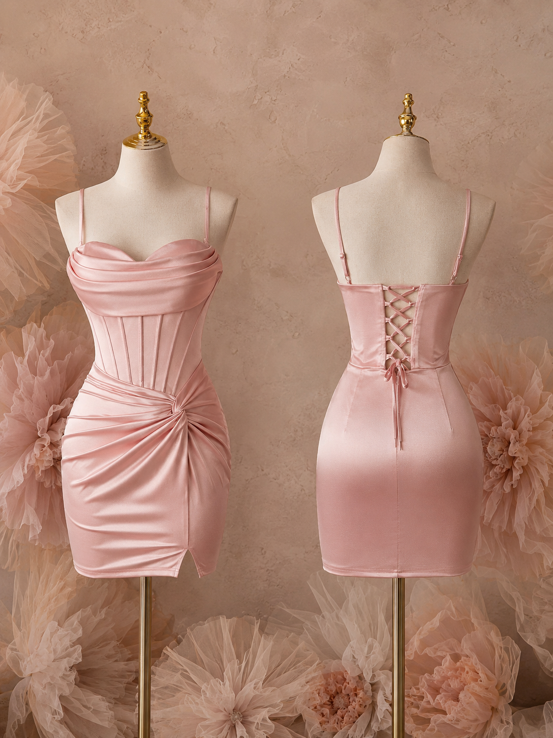 Donna Silk Bustier Mini Dress - Pink
