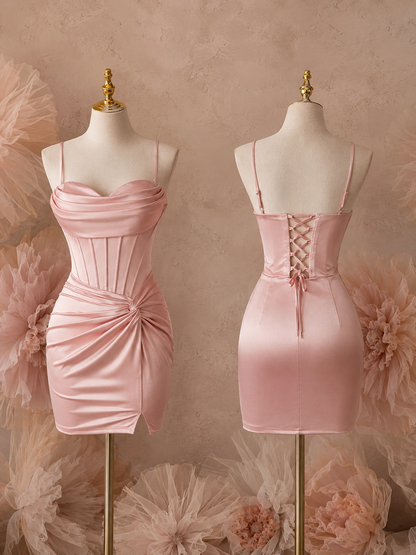 Donna Silk Bustier Mini Dress - Pink