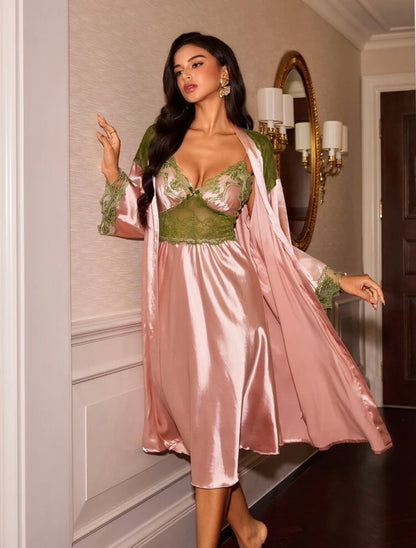 Chanel Silk Sleepwear + Robe - Pink