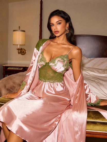 Chanel Silk Sleepwear + Robe - Pink