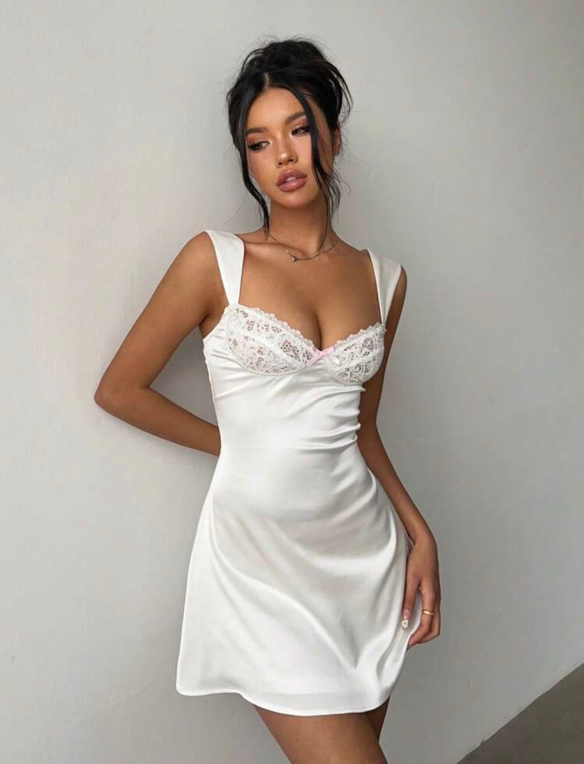 Elena Silk Lace Mini Night Gown