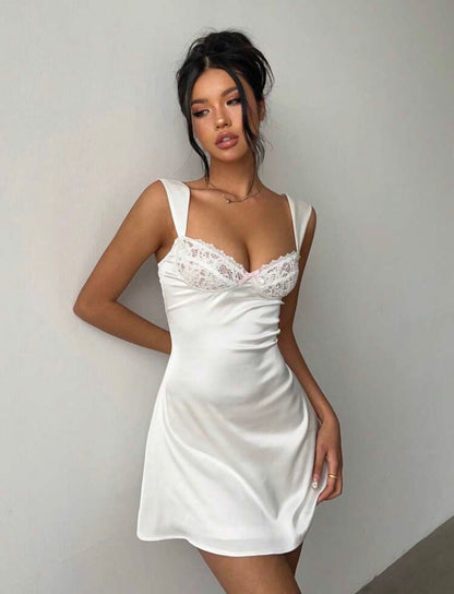 Elena Silk Lace Mini Night Gown