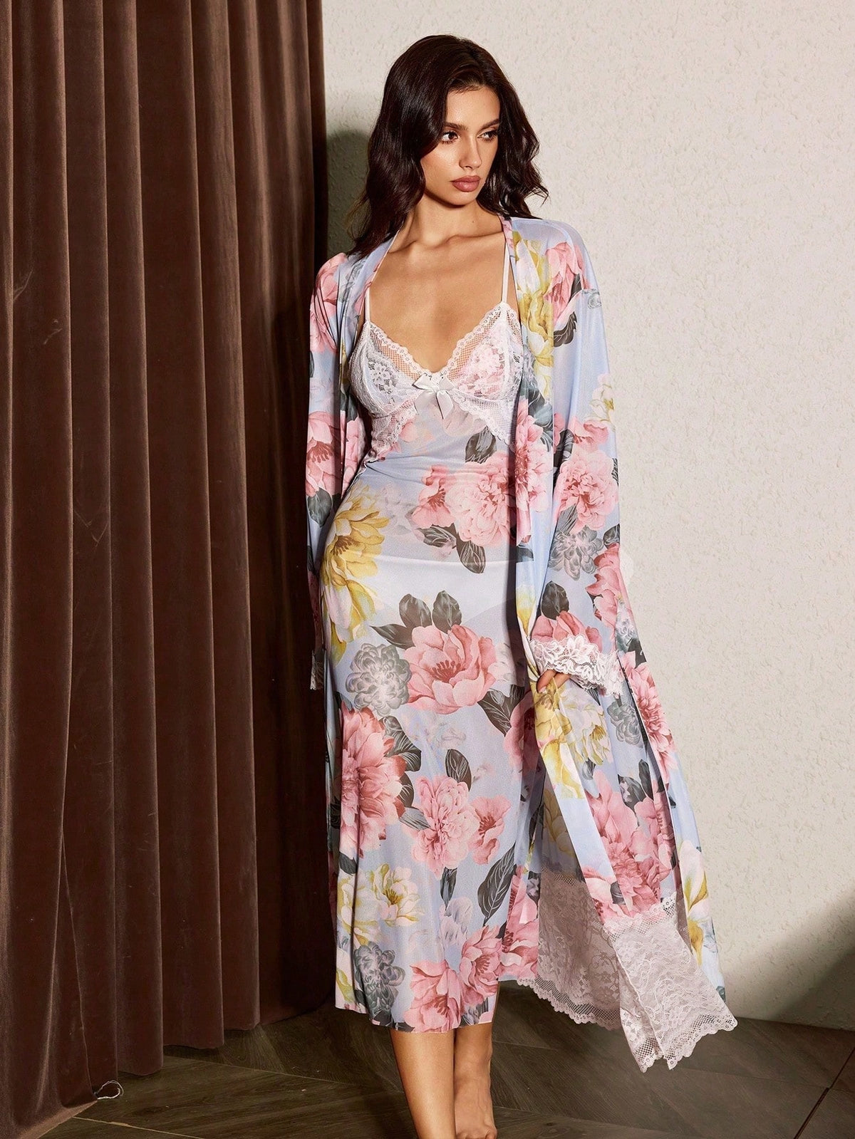Lemon Mesh Night Gown + Robe