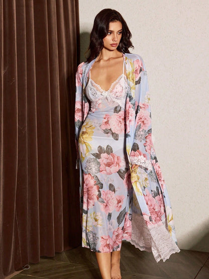 Lemon Mesh Night Gown + Robe