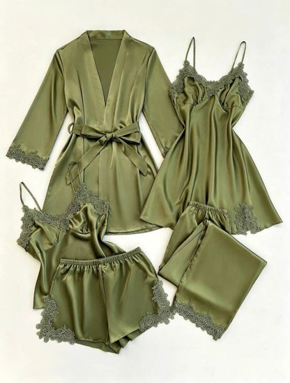 Noura Silk 5 Packs Pajamas Set - Olive