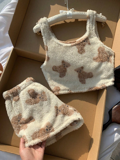 Teddy Two Piece Pajamas - White