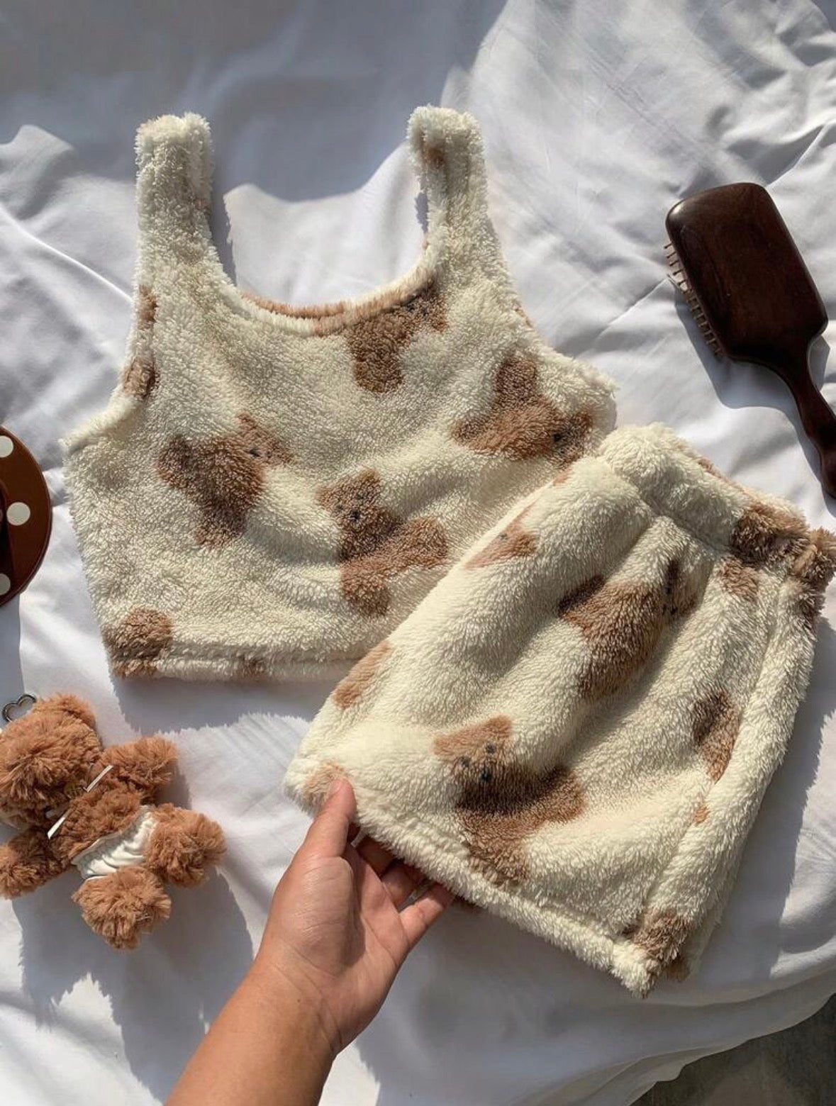 Teddy Two Piece Pajamas - White