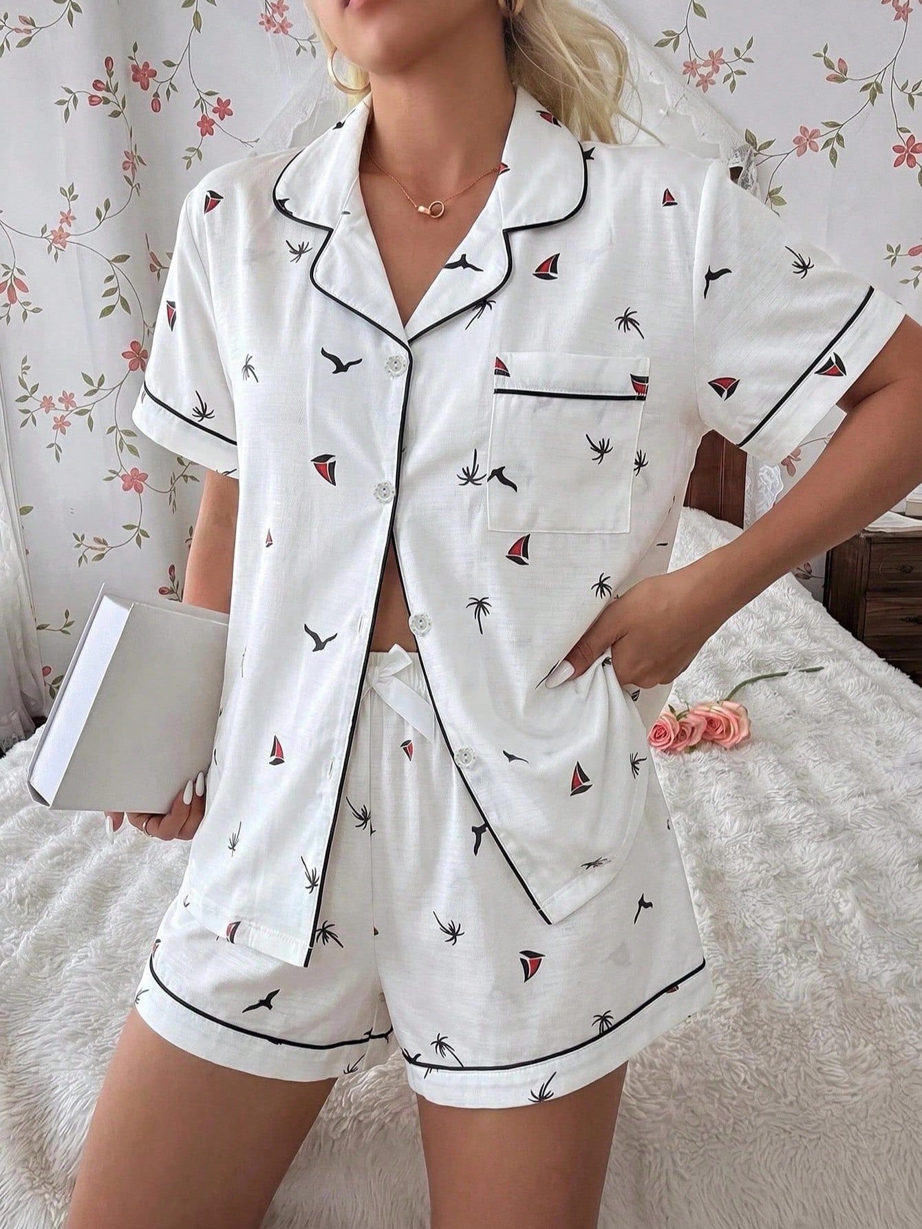 Stelle Basic Pajamas Set - White