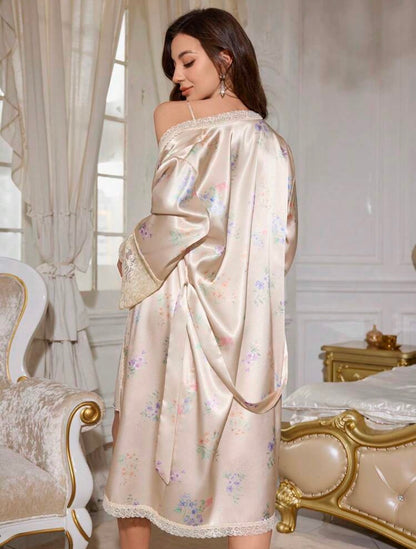 Soleil Silk Lace Night Gown Set