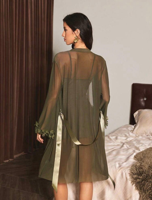 Georgie Night Gown + Robe Set - Olive