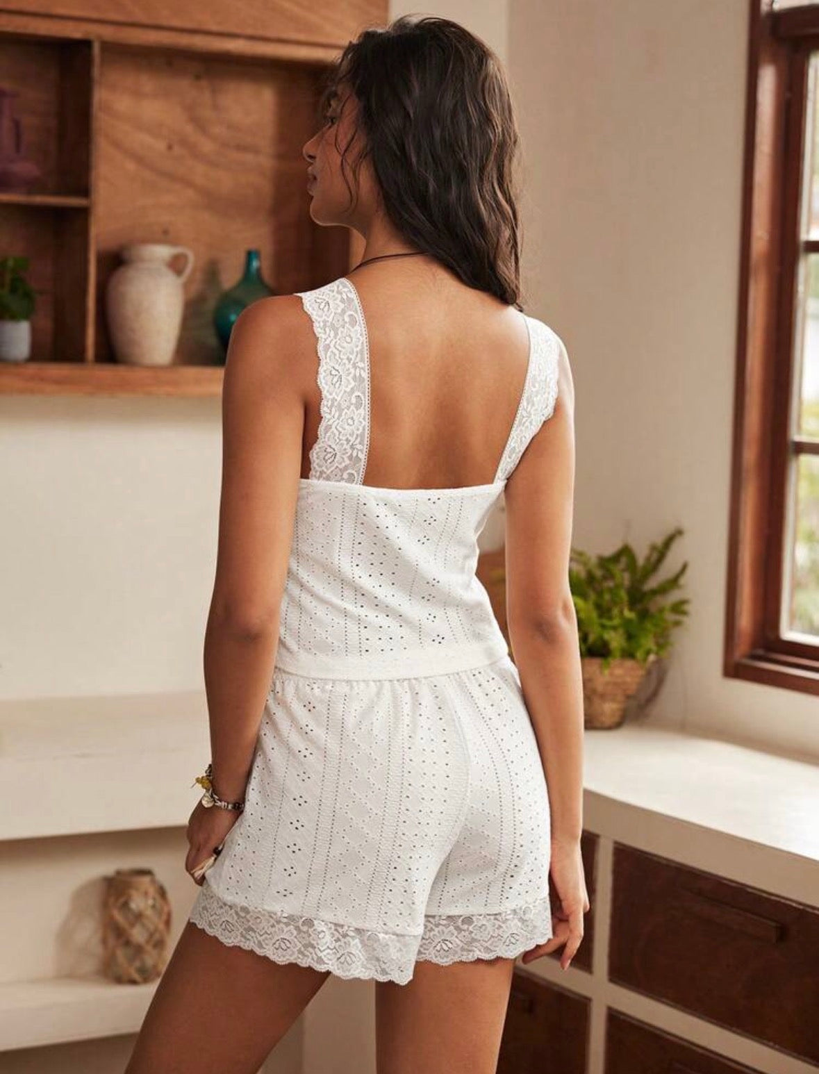 Gia Knitted Two Piece Pajamas - White