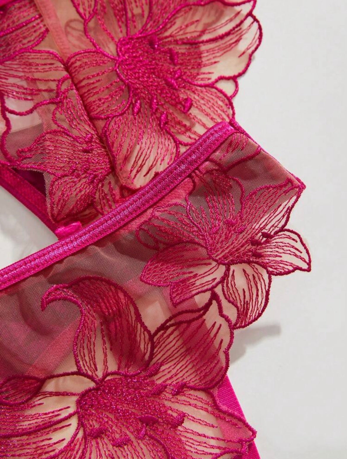 Kira 4 Piece Lingerie - Fuchsia