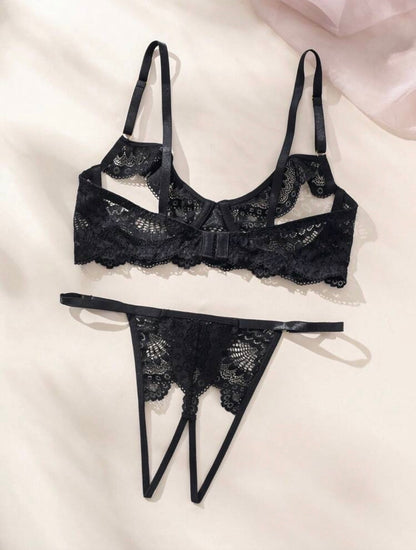 Florie Two Piece Lingerie - Black