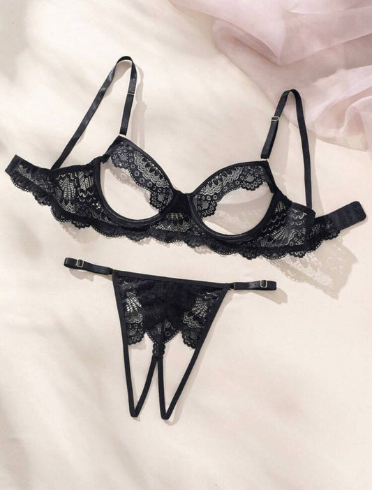 Florie Two Piece Lingerie - Black