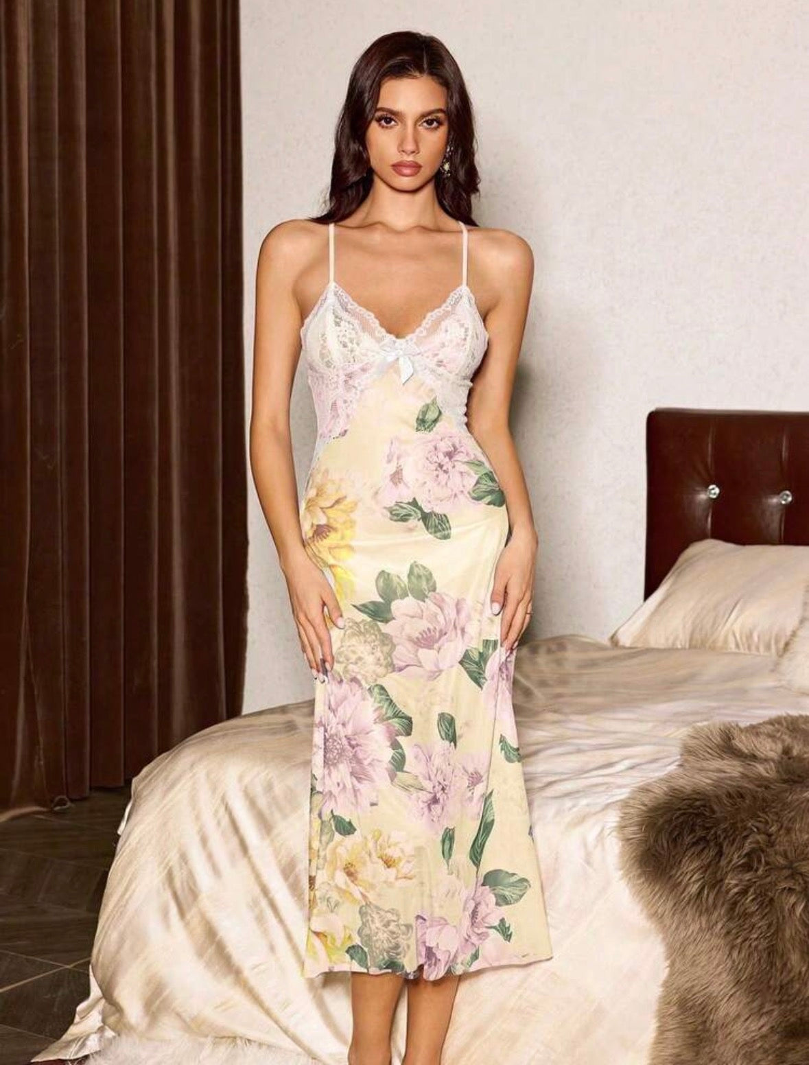 Lemon Mesh Night Gown + Robe - Yellow