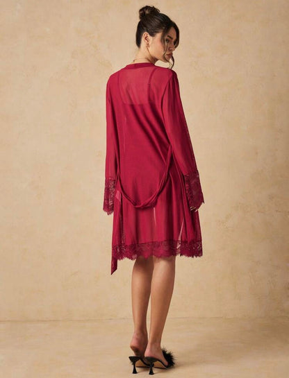 Kayla Night Gown + Robe - Red