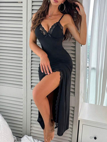 Jessy High Cut Nigh Dress - Black