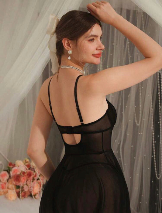 Leyla Mesh Baby Doll - Black
