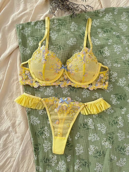 Sheera Two Piece Lingerie - Yellow