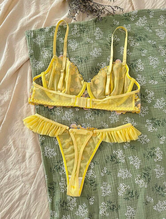 Sheera Two Piece Lingerie - Yellow