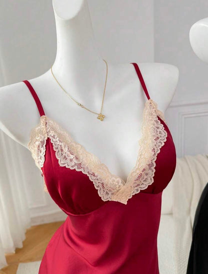 Emily Two Packs Night Gown - Black & Wine Red