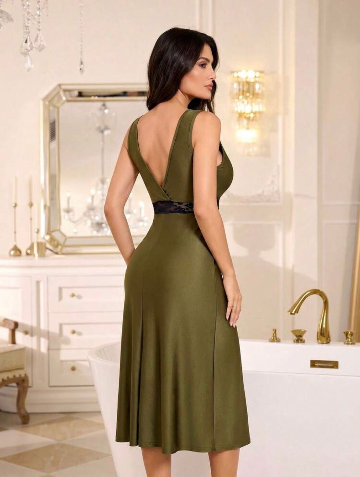 Cania Silk Night Gown - Olive